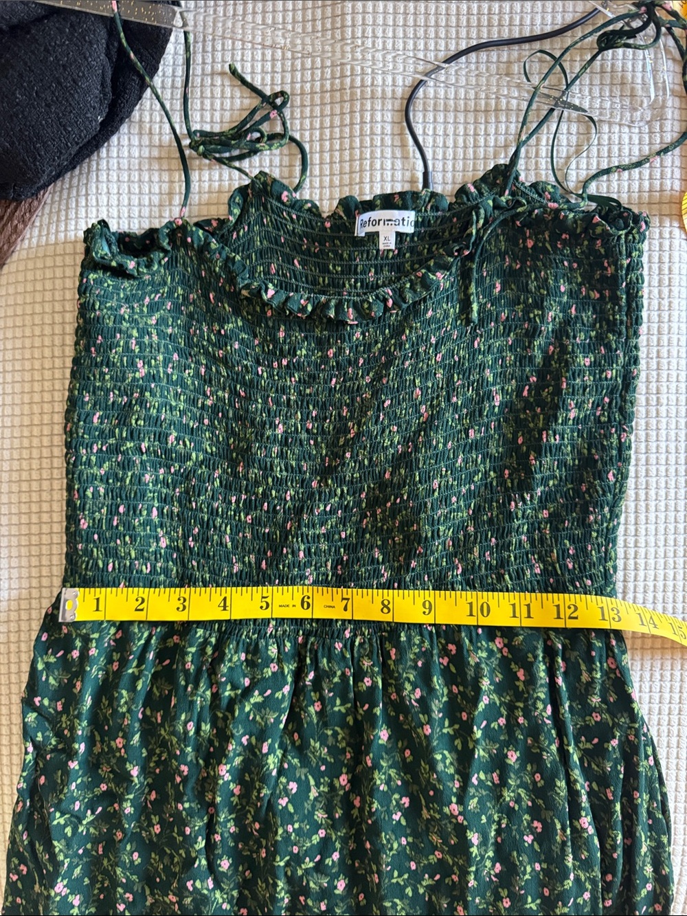 Reformation Green Floral Smocked Sundress midi - Picture 4 of 5